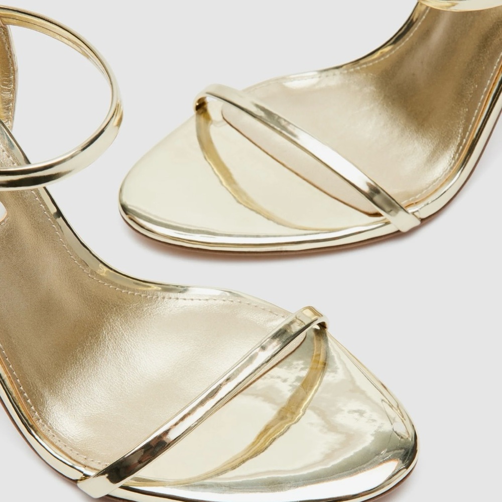 Steve Madden Metallic Gold Strappy Heels - Picture 6 of 7
